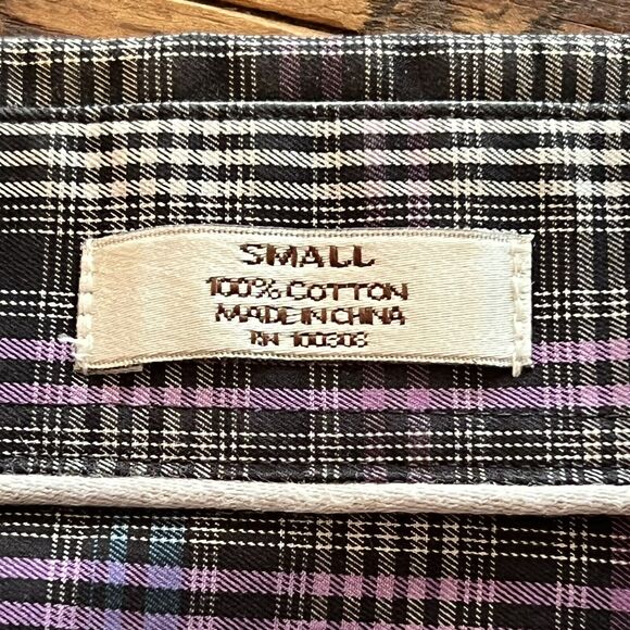 Peter Millar Crown Sport Purple & Blue Plaid Button Down Shirt Men’s Size Small - Picture 5 of 10